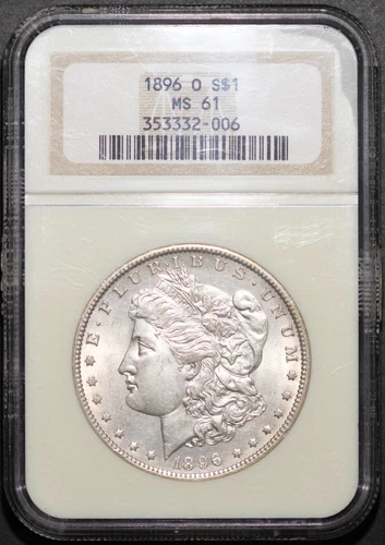 Key Date 1896-O $1 Morgan Silver Dollar MS 61 NGC # 353332-006 + Bonus