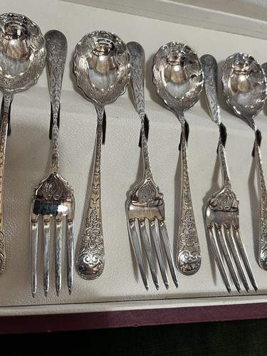 RODD JASMINE EPNS Fruit Spoons And Dessert Forks In Original Box - Picture 9 of 11