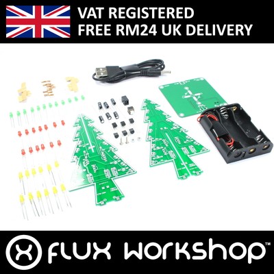 LED Christmas Tree DIY Kit XMAS Unsoldered Practice Gift Flux Workshop