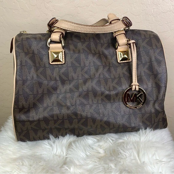 Michael Kors Brown Leather Speedy Logo Bag