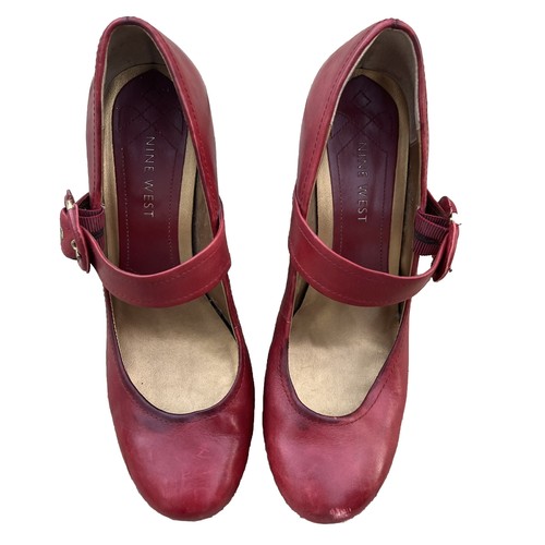 Zapatos de tacón Nine West para mujer Mary Jane Madeline rojo granate talla 9,5 de colección Whimsigoth - Imagen 8 de 17
