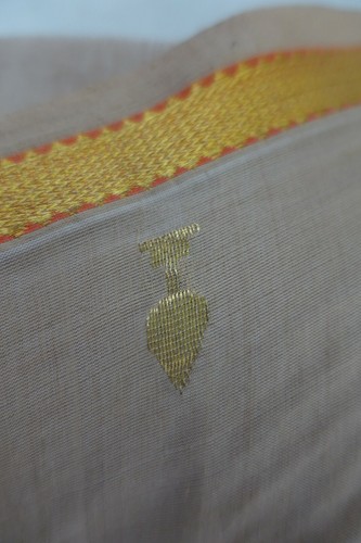 Beige cotton silk brand new vintage sari saree Indian incl blouse pc SKU18126 - Picture 3 of 10