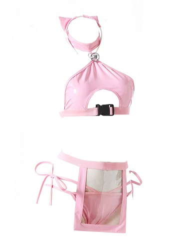 Women's Sexy Cat Cosplay Costume Bra and Panties Lingerie Set with Apron Cat - Imagen 7 de 18