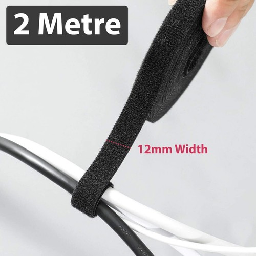 Hook and Loop Tape | Reusable Self Gripping Cable Ties | Black Cable Tie Straps - Picture 7 of 10