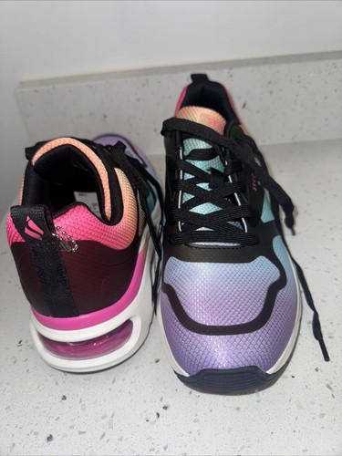 Sneaker moda maglia nera donna Skechers pizzo cuscino aria memory foam 177419 - Foto 8 di 12