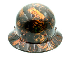 Custom Sleek Shell Wide Brim Hard Hat Hydro Dipped Root Beer Candy Bad Ass Skull