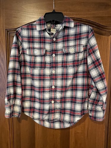 Crewcuts J. Crew Long Sleeve Plaid Button-down Flannel Shirt Navy, Red, White 10 - Picture 1 of 3