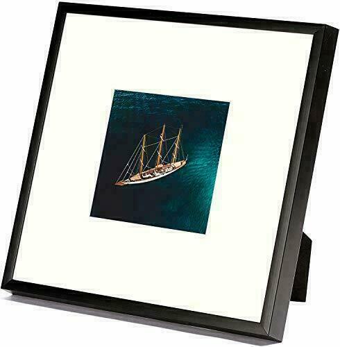 Pack de 2 marcos de fotos de aluminio 8x8 con tapete para fotos 4x4 y vidrio real - Imagen 5 de 7
