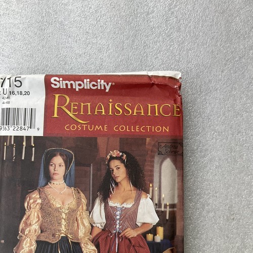 Simplicity Misses Renaissance Kostüm Muster 8715 Größe 16-20 UNCUT Old Stock - Bild 5 von 10