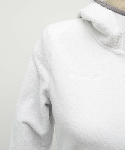 Damen Mammut Full Zip Loft Kapuze weich Plüsch Fleece wattierte Jacke weiß Gr. S-M - Bild 5 von 12