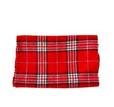Red Plaid 100 Cashmere Fringe Scarf Made in Scotland