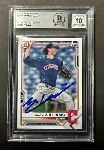 2021 1st Bowman Draft #BD93 Gavin Williams RC Signed Guardians BGS 10 Auto! 474