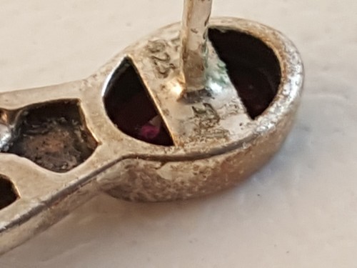 Pendientes colgantes granate + cuarzo rosa plata de ley filigrana ornamentados - Imagen 10 de 16