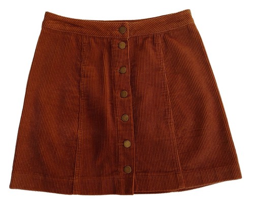 Wet Seal Brown Corduroy Mini Skirt Size Small Button Front - Picture 1 of 7