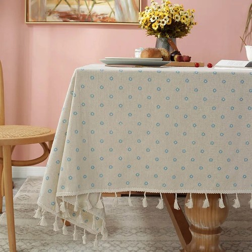 Vintage Tablecloth for Table Pastoral Decor Rectangular Tablecloth with Tassel - Picture 19 of 27