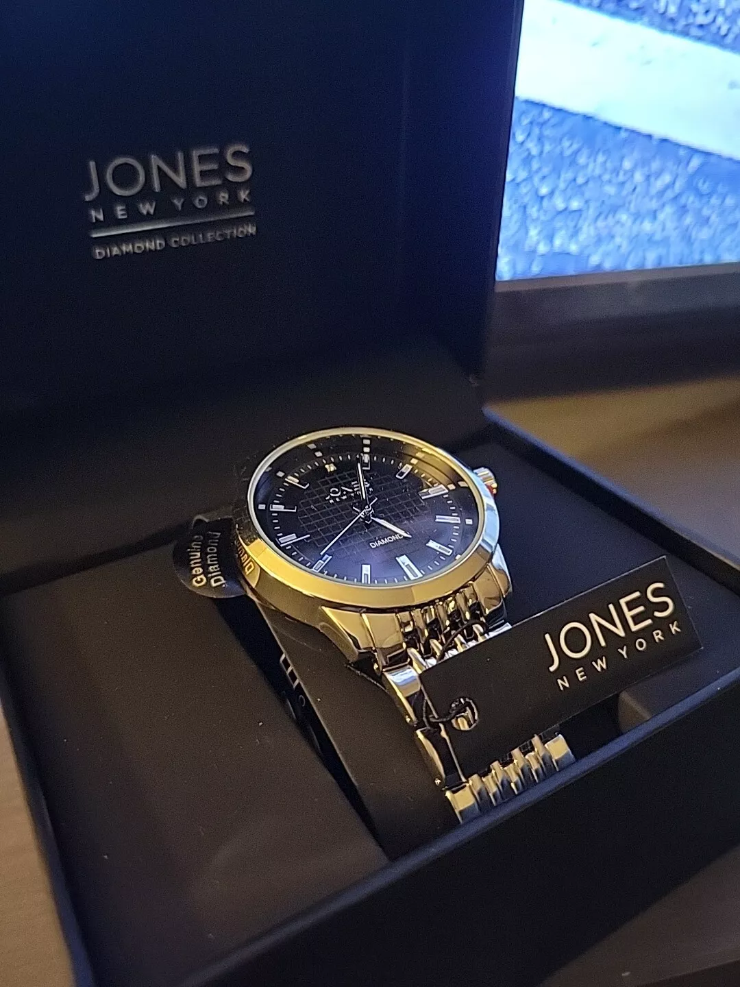 Jones New York Men s Stainless Steel Diamond Collection Watch with Box