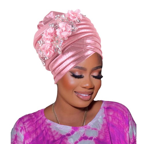 Muslim Women African Hijab Hats Turban Auto Gele Headtie Nigerian Wrap Head Caps - Foto 29 di 36