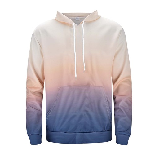 Men's Gradient Print Hoodie Sweatshirt Long Sleeve Hooded Pullover with Pockets - Picture 46 of 60