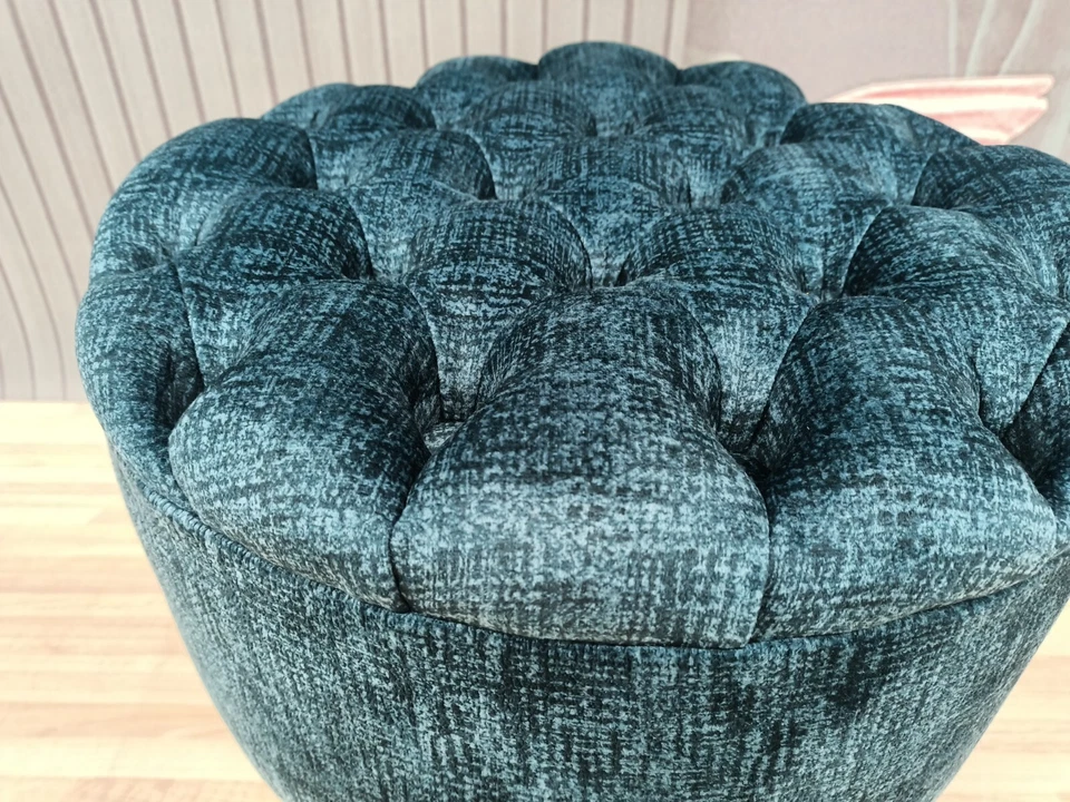 Ottoman stool, Quilted stool, Button stool, Stool for entry, Tripod stool, - Image 4 of 4