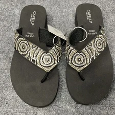 Capelli New York Beaded Thong Sandals Women 6 Soft Insole 