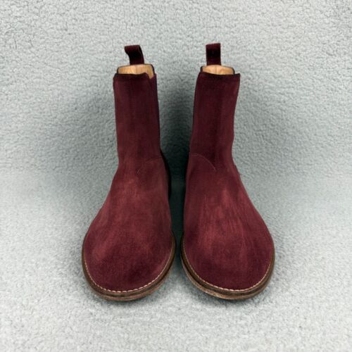 Represent Chelsea Boots Mens 13 / UK 12 Shoe Burgundy Red Suede Ankle Italy Made - Picture 4 of 12