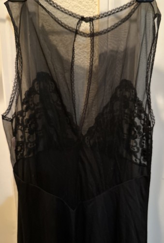 Vintage Sears Black and Lace & Sheer Full Length Nightgown Lingerie Size 36 - Picture 4 of 9