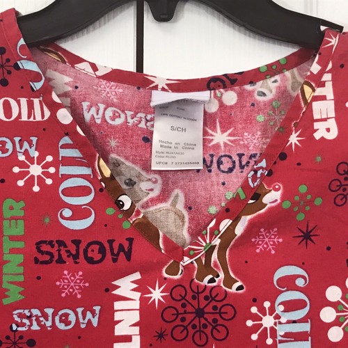 Rudolph Il Naso Rosso Renna Scrub Top S Natale Medico Inverno Neve Fredda - Foto 3 di 10