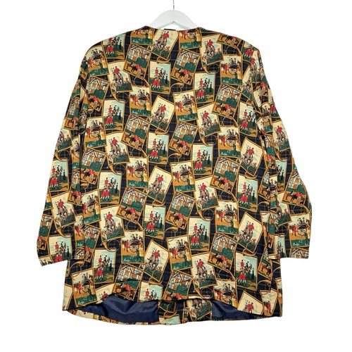 Vintage 90s Ali Miles Jacket Kimono Size 14 - Multicolor Art Horses - Picture 3 of 16