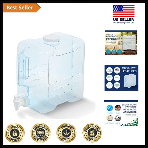 2 Gallon Drink Dispenser for Fridge - Plastic Beverage Dispenser with Spigot ...