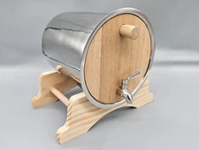 Stainless Steel w Wooden Head Barrel for Spirits/Whiskey Aging (Badmo Style)