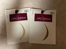 Vintage Hanes Silk Reflections 718 Size CD Control Top Pantyhose Navy (two Pair)