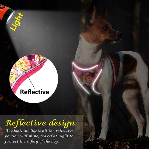 No Pull Dog Harness Mesh Breathable Reflective Escape Proof Vest Harness Pink - Picture 9 of 15