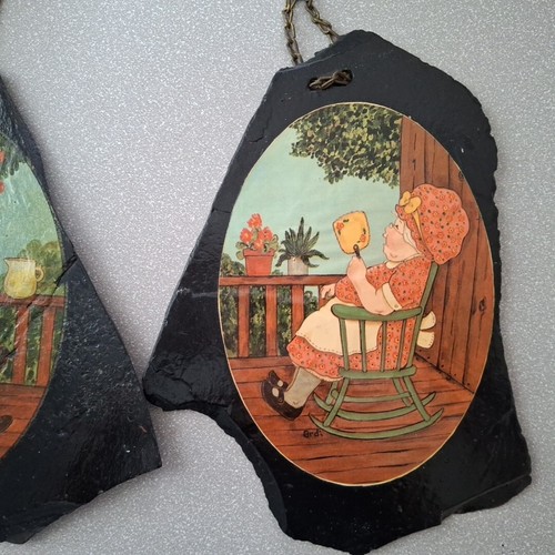 Rock Plaques Old Man Old Woman Grandpa Grandma Decoupage Wall Hangings - Picture 3 of 4