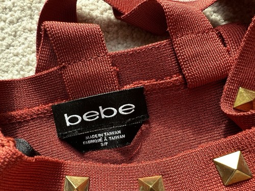 DONNA BEBE borchie BANDAGE CROP canotta gonna 2 pezzi vestito vestito PICCOLO S NUOVO - Foto 10 di 16