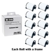 10Rolls Continuous Length Paper Tape DK-2243 Labels 4"x100' for Brother QL-1050