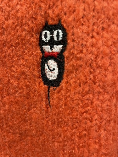 🔥 Bobo Choses Cat O’clock Organic Wool Cardigan Sweater Orange Sz 12-18 Months - Picture 8 of 13