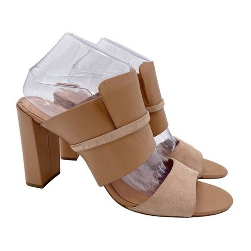 Halston Heritage Zarla Heeled Sandal Combo Slide Mule in Paloma Leather Size 10 - Picture 1 of 15