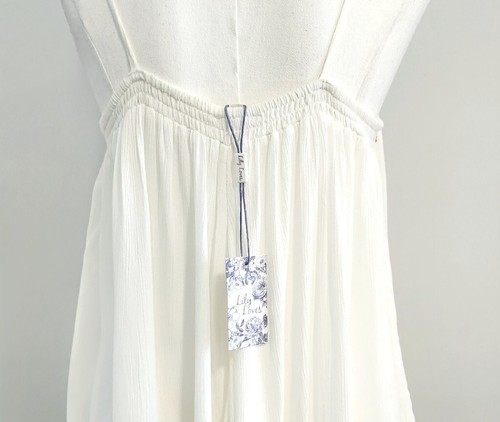 Lily Love Women Top Size 10 White Sleeveless V Neck Flare Beaded Rayon - Picture 4 of 7