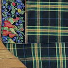 April Cornell plaid fruit tablecloth 84" x 50" black green yellow red pears