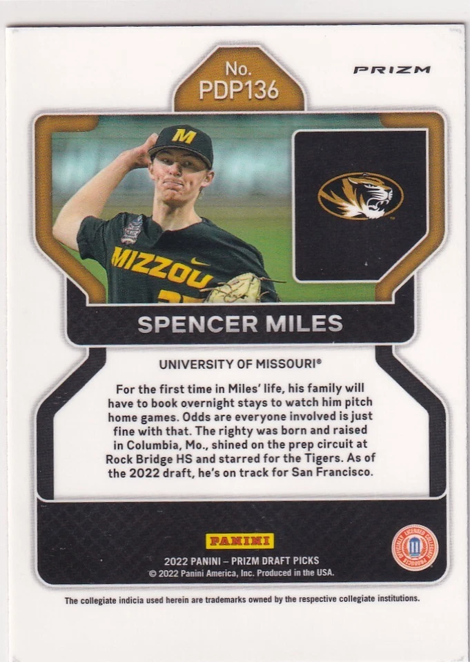 2022 PRIZMS PINK VELOCITY RC SPENCER MILES SAN FRANCISCO GIANTS PRIZM #-375 - Image 2 of 2