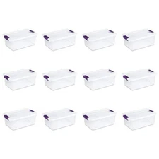 Sterilite 17531712 15 Quart 14 Liter Clear Latch Box, Storage Container, 12 Pack