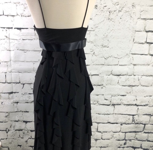 Betsey & Adam Womens Dress Size 6 Black Solid Sheath Knee Length Cocktail Ruffle - Picture 3 of 7