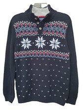Chaps Boy's Cotton Fair Isle Snowflake Mock Neck Pullover Sweater Size XL 18-20
