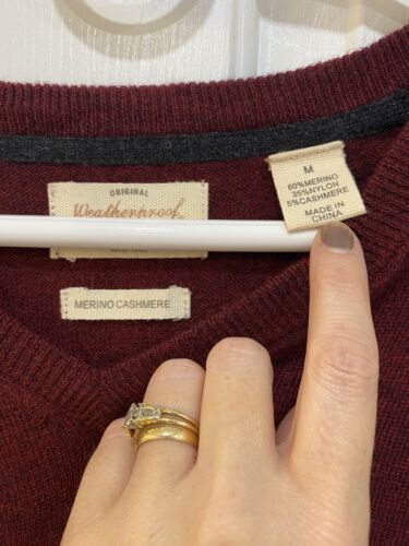 Wetterfester Vintage V-Ausschnitt Pullover Merino Kaschmir Langarm Herren Größe M - Bild 4 von 6