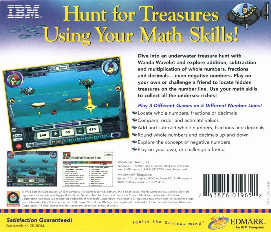 Brain Bytes: Nautical Number Hunt PC Mac CD Rom Educational Math Game Ages 8-12 - Image 2 of 2