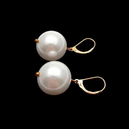 16mm White Sea Shell Pearl Dangle Lever back Earrings Fashion Women Jewelry - Picture 6 of 6