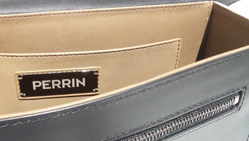 PERRIN Paris Le Rond Épaule Schultertasche schwarz Knochen beige Kalbsleder SHW 1950 $ - Bild 10 von 12