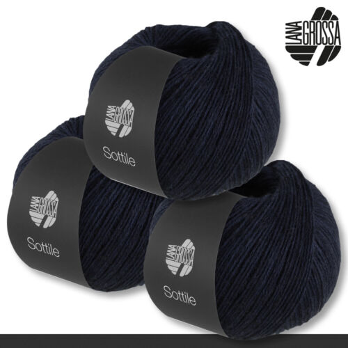 Lana Grossa 3 x 50 g Sottile Netzgarn Baumwolle Merino Wolle Stricken 18 Farben - Bild 24 von 37