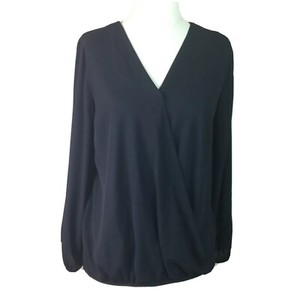 Apt-9-Womens-Top-Wrap-Front-Long-Sleeve-Relaxed-Blouse-Black-Size-S