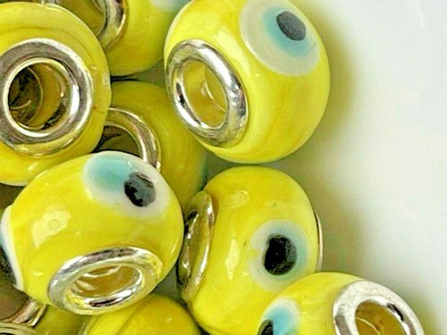 Evil Eye Lampwork Handmade European Rondelle Beads.15X10mm hole: 5mm.10 pcs set - Picture 2 of 12